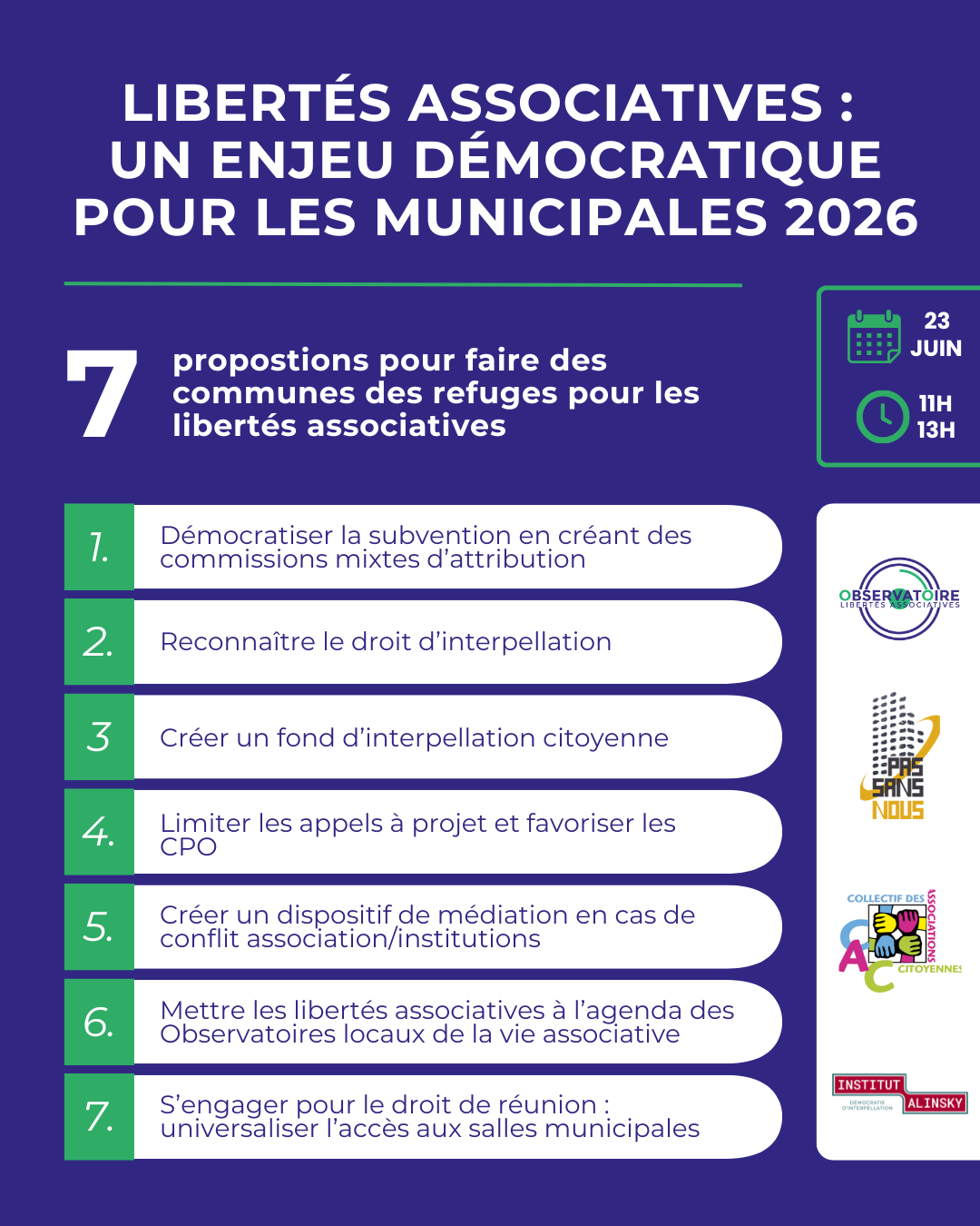Webinaire – Garantir les libertés associatives et la démocratie d’interpellation : 7 propositions pour les municipales de 2026